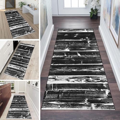 LUMIPAP Läufer Teppich Lang Flur rutschfest Waschbar Küche Korridor Teppichläufer 50X80cm Lange Teppichmatten Küchenläufer Wohnzimmer Anpassbare Küchenteppich,Schwarz-weiße Holzmaserung LUMIPAP Läufer Teppich Lang Flur rutschfest Waschbar Küche Korridor Teppichläufer 50X80cm Lange Teppichmatten Küchenläufer Wohnzimmer Anpassbare Küchenteppich,Schwarz-weiße Holzmaserung von LUMIPAP