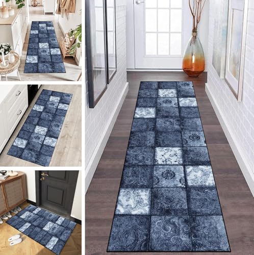 LUMIPAP Teppich Läufer Flur Teppichläufer Küchenläufer Küche Teppiche rutschfest Waschbar Bettvorleger für Flur Waschküche, 100x250cm Graue Retro-Muster LUMIPAP Teppich Läufer Flur Teppichläufer Küchenläufer Küche Teppiche rutschfest Waschbar Bettvorleger für Flur Waschküche, 100x250cm Graue Retro-Muster von LUMIPAP