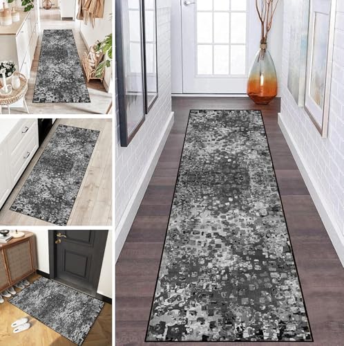 LUMIPAP Teppich Läufer Flur Teppichläufer Küchenläufer Küche Teppiche rutschfest Waschbar Bettvorleger für Flur Waschküche, 100x420cm Kunst Abstrakt Schwarz Grau LUMIPAP Teppich Läufer Flur Teppichläufer Küchenläufer Küche Teppiche rutschfest Waschbar Bettvorleger für Flur Waschküche, 100x420cm Kunst Abstrakt Schwarz Grau von LUMIPAP