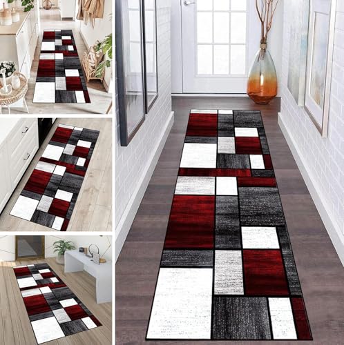 LUMIPAP Teppich Läufer Flur Teppichläufer Küchenläufer Küche Teppiche rutschfest Waschbar Bettvorleger für Flur Waschküche, 110x220cm Schwarz Rot Weiß Retro Splice LUMIPAP Teppich Läufer Flur Teppichläufer Küchenläufer Küche Teppiche rutschfest Waschbar Bettvorleger für Flur Waschküche, 110x220cm Schwarz Rot Weiß Retro Splice von LUMIPAP