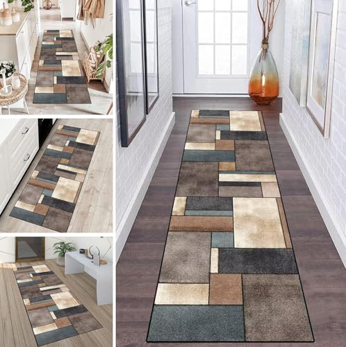 LUMIPAP Teppich Läufer Flur Teppichläufer Küchenläufer Küche Teppiche rutschfest Waschbar Bettvorleger für Flur Waschküche, 110x280cm Blau Braun Vintage Splice LUMIPAP Teppich Läufer Flur Teppichläufer Küchenläufer Küche Teppiche rutschfest Waschbar Bettvorleger für Flur Waschküche, 110x280cm Blau Braun Vintage Splice von LUMIPAP