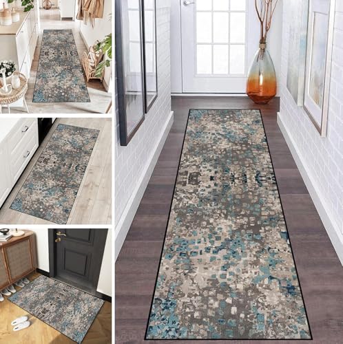 LUMIPAP Teppich Läufer Flur Teppichläufer Küchenläufer Küche Teppiche rutschfest Waschbar Bettvorleger für Flur Waschküche, 120x250cm Kunst Abstrakt Blau Grau LUMIPAP Teppich Läufer Flur Teppichläufer Küchenläufer Küche Teppiche rutschfest Waschbar Bettvorleger für Flur Waschküche, 120x250cm Kunst Abstrakt Blau Grau von LUMIPAP