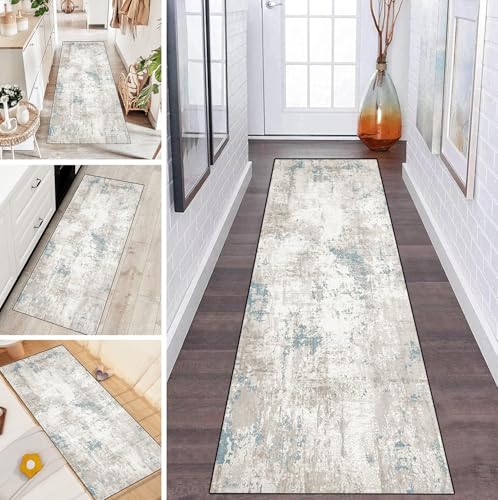LUMIPAP Teppich Läufer Flur Teppichläufer Küchenläufer Küche Teppiche rutschfest Waschbar Bettvorleger für Flur Waschküche, 40x450cm Türkischer Stil Blau Grau LUMIPAP Teppich Läufer Flur Teppichläufer Küchenläufer Küche Teppiche rutschfest Waschbar Bettvorleger für Flur Waschküche, 40x450cm Türkischer Stil Blau Grau von LUMIPAP