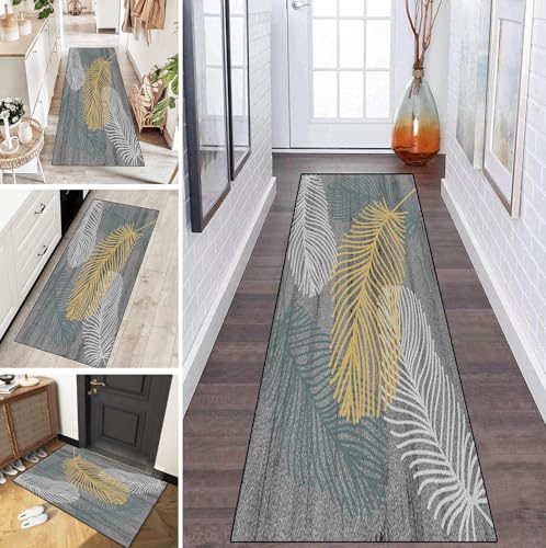 LUMIPAP Teppich Läufer Flur Teppichläufer Küchenläufer Küche Teppiche rutschfest Waschbar Bettvorleger für Flur Waschküche, 50x450cm Gelbe weiße Feder LUMIPAP Teppich Läufer Flur Teppichläufer Küchenläufer Küche Teppiche rutschfest Waschbar Bettvorleger für Flur Waschküche, 50x450cm Gelbe weiße Feder von LUMIPAP