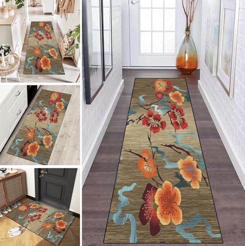 LUMIPAP Teppich Läufer Flur Teppichläufer Küchenläufer Küche Teppiche rutschfest Waschbar Bettvorleger für Flur Waschküche, 60x250cm Rote Blumen LUMIPAP Teppich Läufer Flur Teppichläufer Küchenläufer Küche Teppiche rutschfest Waschbar Bettvorleger für Flur Waschküche, 60x250cm Rote Blumen von LUMIPAP