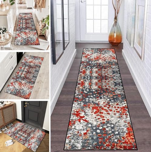 LUMIPAP Teppich Läufer Flur Teppichläufer Küchenläufer Küche Teppiche rutschfest Waschbar Bettvorleger für Flur Waschküche, 60x90cm Kunst Abstrakt Rot Schwarz LUMIPAP Teppich Läufer Flur Teppichläufer Küchenläufer Küche Teppiche rutschfest Waschbar Bettvorleger für Flur Waschküche, 60x90cm Kunst Abstrakt Rot Schwarz von LUMIPAP