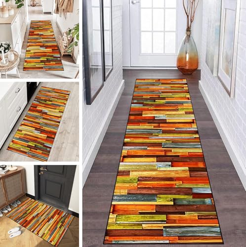 LUMIPAP Teppich Läufer Flur Teppichläufer Küchenläufer Küche Teppiche rutschfest Waschbar Bettvorleger für Flur Waschküche, 70x200cm Gelb Braun Retro Holzplatte LUMIPAP Teppich Läufer Flur Teppichläufer Küchenläufer Küche Teppiche rutschfest Waschbar Bettvorleger für Flur Waschküche, 70x200cm Gelb Braun Retro Holzplatte von LUMIPAP