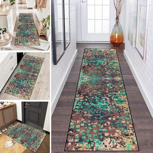 LUMIPAP Teppich Läufer Flur Teppichläufer Küchenläufer Küche Teppiche rutschfest Waschbar Bettvorleger für Flur Waschküche, 70x200cm Kunst Abstrakt Grün Braun LUMIPAP Teppich Läufer Flur Teppichläufer Küchenläufer Küche Teppiche rutschfest Waschbar Bettvorleger für Flur Waschküche, 70x200cm Kunst Abstrakt Grün Braun von LUMIPAP