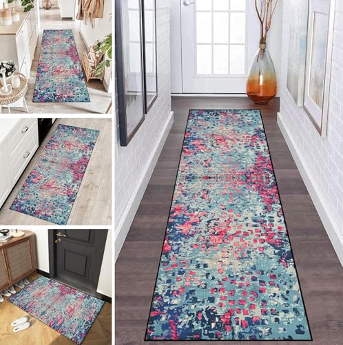 LUMIPAP Teppich Läufer Flur Teppichläufer Küchenläufer Küche Teppiche rutschfest Waschbar Bettvorleger für Flur Waschküche, 70x350cm Kunst abstrakt blau rosa LUMIPAP Teppich Läufer Flur Teppichläufer Küchenläufer Küche Teppiche rutschfest Waschbar Bettvorleger für Flur Waschküche, 70x350cm Kunst abstrakt blau rosa von LUMIPAP