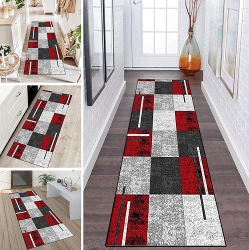 LUMIPAP Teppich Läufer Flur Teppichläufer Küchenläufer Küche Teppiche rutschfest Waschbar Bettvorleger für Flur Waschküche, 80x270cm Rote Retro Splice LUMIPAP Teppich Läufer Flur Teppichläufer Küchenläufer Küche Teppiche rutschfest Waschbar Bettvorleger für Flur Waschküche, 80x270cm Rote Retro Splice von LUMIPAP