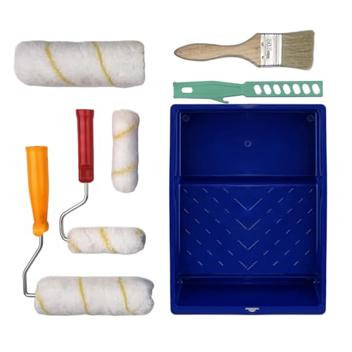 LUMITERRA Farbroller Set 9 Teiliges mit 7 Zoll Farbwanne, Farbrührstab, Pinsel, 2 Schwammrollen(16.5cm), 2 Schwammrollen (10.5cm), 2 Farbroller Bügel Für Malerei und Renovierung von Haushaltsprojekt von LUMITERRA
