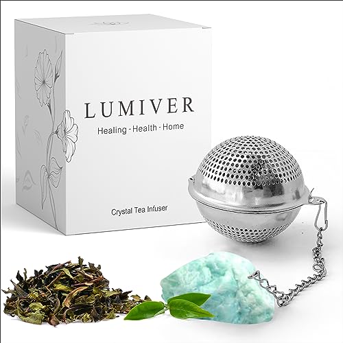 LUMIVER Teeei fÙr losen Tee mit gro¤em Heilkristall, Edelstahl-Teefilter fÙr Tasse, Kanne, Glas wiederverwendbar Geschenk fÙr Frauen (Amazonit) von LUMIVER