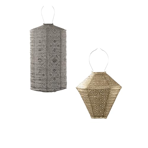 LUMIZ Solarlaterne - für Außen - Hyacint Satz - 2 Stück - Gartenbeleuchtung - Solarlampen - Gartendeko - 28cm - Gold von LUMIZ