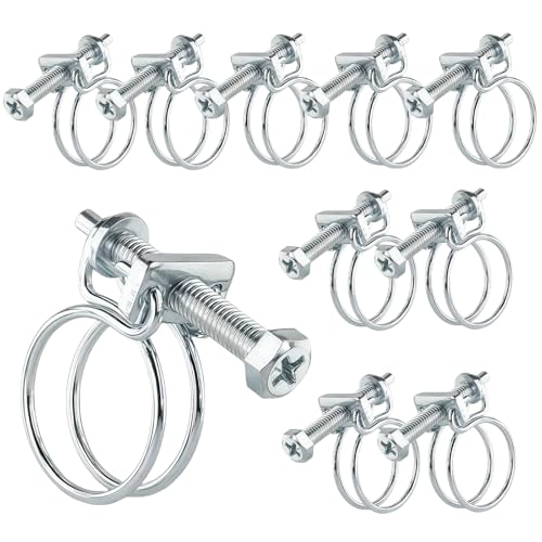 LUMOOM 10 Stück Doppeldraht Schlauchschellen, Edelstahl Schlauchschellen, Einstellbar Drahtschlauchschellen, Schlauchklemmen für Familie Wasser Rohr Automobil Tubing (36-40mm) von LUMOOM