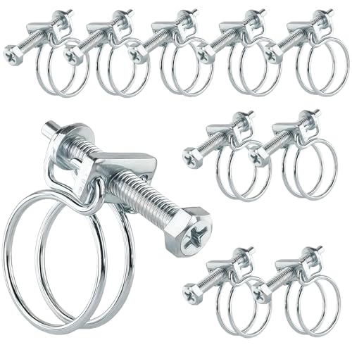 LUMOOM 10 Stück Doppeldraht Schlauchschellen, Edelstahl Schlauchschellen, Einstellbar Drahtschlauchschellen, Schlauchklemmen für Familie Wasser Rohr Automobil Tubing (40-45mm) von LUMOOM