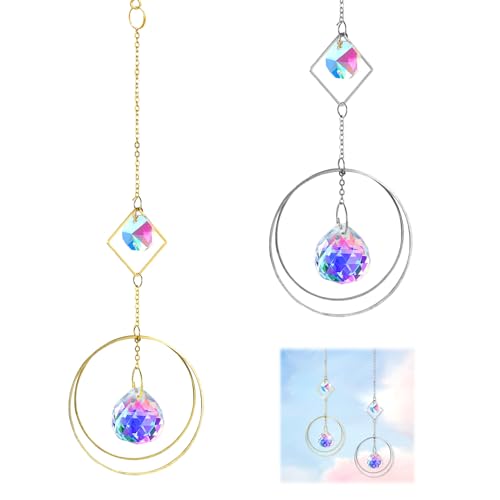 LUMOOM 2 Stück Sonnenfänger Fenster, Hängend Kristall Suncatcher mit Magischem Lichtfänger, Ideale Fensterdekoration für Ihr Zuhause, Garten, Feste, Meditation, 28 cm von LUMOOM