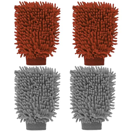 LUMOOM 2 Stück Waschhandschuh Auto, Chenille Autowaschhandschuh, Autopflege Mikrofaser Handschuh, Extra Saugstark Und Schonend Weich, Kratzfreier Autowaschhandschuh (C) von LUMOOM