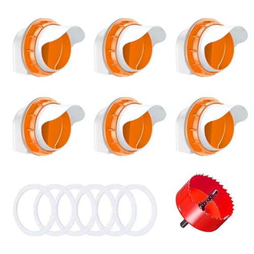 LUMOOM 6 Stück Futterautomat Hühner, DIY Futterspender Hühner ohne Abfall, automatischer Hühnerfutterautomaten Zubehör für Eimer, Kisten, Fässer, rattensicher, regensicher (Orange) von LUMOOM