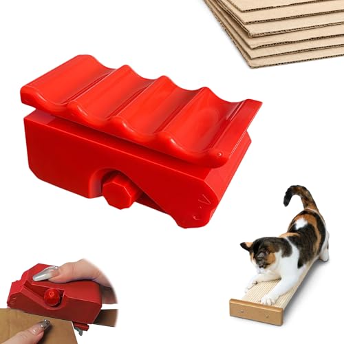 LUMOOM Kartonschneider, 3D Karton Cutter für DIY Katzenkratzbretter, manuelles Werkzeugschneider für Pappe & Geschenkpapier, Kartonstreifen Strip, Papierschneider (Rot) von LUMOOM