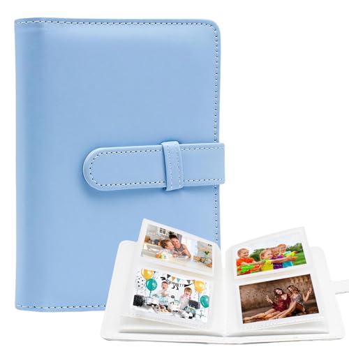 LUMOOM Klein Fotoalbum mit 64 Taschen Mini, Einsteckalbum für 2x3 Inch Film, Baby Hochzeit Familienfotos,Fotoalben, Kompatibel mit Fujifilm Instax Mini Film/Kpop Photocards (Himmelblau) von LUMOOM