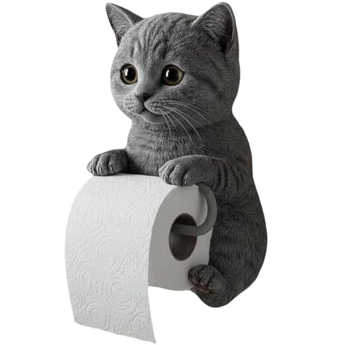 LUMOOM Toilettenpapierhalter Katze, 3D-Gedruckter Katzenpapierhalter, Wandmontierter Wc Papier Halter, Dekorativer Toilettenpapierständer für Badezimmer & Küche, Ohne Bohren (A) von LUMOOM