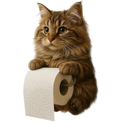 LUMOOM Toilettenpapierhalter Katze, 3D-Gedruckter Katzenpapierhalter, Wandmontierter Wc Papier Halter, Dekorativer Toilettenpapierständer für Badezimmer & Küche, Ohne Bohren (B) von LUMOOM