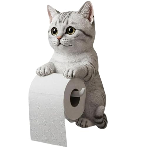LUMOOM Toilettenpapierhalter Katze, 3D-Gedruckter Katzenpapierhalter, Wandmontierter Wc Papier Halter, Dekorativer Toilettenpapierständer für Badezimmer & Küche, Ohne Bohren (C) von LUMOOM