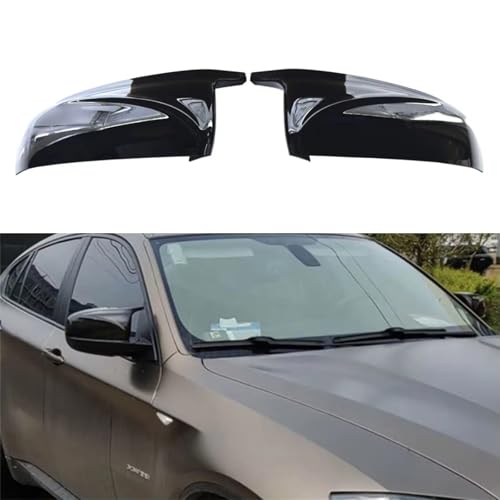 LUMSGN 1 Paar Auto-Rückspiegel-Abdeckkappe, Seitentür-Rückspiegelverkleidung für BMW X5 X6 E70 E71 2007 2008 2009 2010 2011 2012 2013 (glänzend schwarz) von LUMSGN