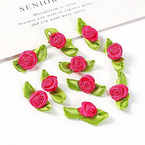 200Pcs Kunstblumen Rosenköpfe Stoffrosen Deko-Blüte Mini Künstliche Blumen Rosen Köpfe Schleifen Rosen mit Blatt Künstliche Blütenköpfe Blumen für DIY Hochzeit Blumensträuße Braut Zuhause Dekoration von LUMoony