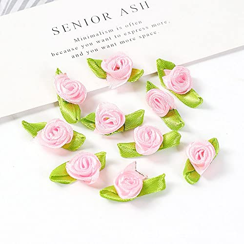 200Pcs Kunstblumen Rosenköpfe Stoffrosen Deko-Blüte Mini Künstliche Blumen Rosen Köpfe Schleifen Rosen mit Blatt Künstliche Blütenköpfe Blumen für DIY Hochzeit Blumensträuße Braut Zuhause Dekoration von LUMoony