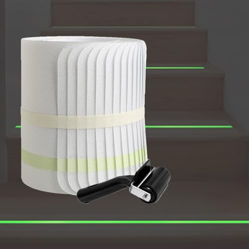 15 Stück Treppenstufen, Transparentes Anti-Rutsch-Klebeband mit im Dunkeln Leuchtendem Streifen, Selbstklebende PEVA-Treppenschutz-Dekorstreifen(10x81cm/4x31.9in) von LUNAIZHUO