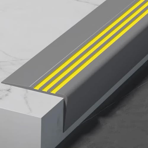3,3 fuß Treppenkante, Rutschfeste PVC-Treppenkanten Verkleiden, Selbstklebender Stufenkantenschutz für Zuhause, Krankenhaus, Schule, Einkaufszentrum(Gray) von LUNAIZHUO