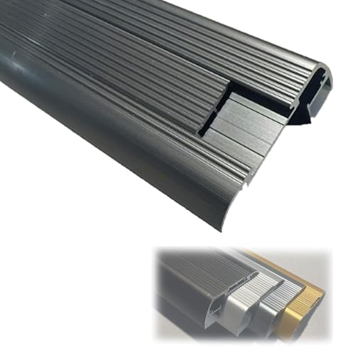 Aluminium-LED-Treppenkantenprofil, Rutschfeste Treppenstufen mit LED-Kanal, Beleuchtete Treppenkanten für Terrassen, Theater, Krankenhäuser, Schulen(Gray) von LUNAIZHUO