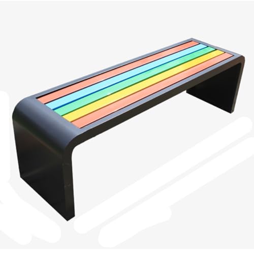 LUNAIZHUO Gartenbänke für Draußen, Terrassenbank 2-3 Sitzer Wetterfest, Edelstahl und Kunststoff Holzmaterial, Geeignet für Rasen Vorgarten Veranda Hof Balkon(Black,150x40x45cm/59x16x17.7in) von LUNAIZHUO