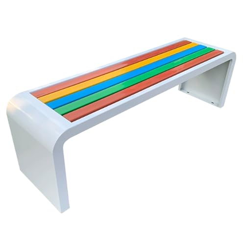 LUNAIZHUO Gartenbänke für Draußen, Terrassenbank 2-3 Sitzer Wetterfest, Edelstahl und Kunststoff Holzmaterial, Geeignet für Rasen Vorgarten Veranda Hof Balkon(White,100x40x45cm/39x16x17.7in) von LUNAIZHUO