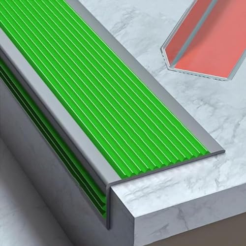 PVC-Treppenkantenschutz, Rutschfeste Stufenkantenleiste für Fliesen/Laminat/Marmor, Winkelprofil Selbstklebend für Schulen, Wohnungen, Unternehmen(Green) von LUNAIZHUO