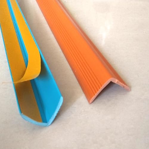 PVC-Treppenkantenschutz, Rutschfeste Treppenkantenleiste, Winkelprofil Selbstklebend Stufenkantenschutz mit Trägerkleber für den Innen und Außenbereich(Orange,150cm/4.9ft) von LUNAIZHUO
