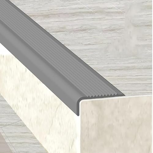 PVC-Treppenkantenschutz, Treppenkantenschutz Streifen, Rutschfeste Stufenschutz-Dekorstreifen, Selbstklebend für Zuhause, Schule, Krankenhaus, Kino(Gray,150cm/4.9ft) von LUNAIZHUO