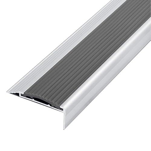Rutschfeste Treppenkantenschutzleiste, Selbstklebender Treppenkantenschutz aus Aluminium, Zuschneidbarer Metallschutz für Treppen zu Hause, Schule(Gray) von LUNAIZHUO