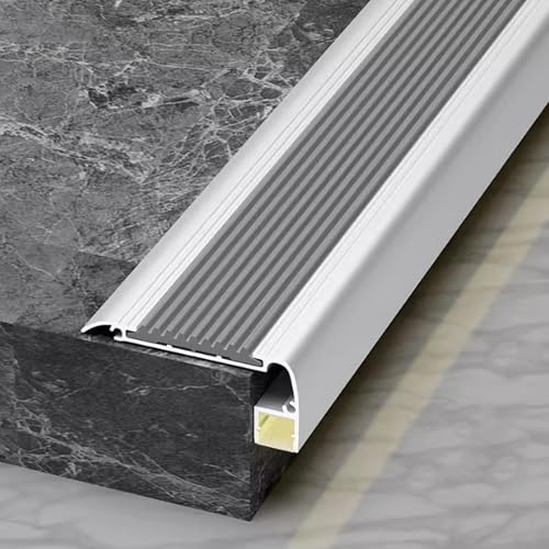 Treppenkantenschutz, L-förmige Treppenkantenleiste mit LED-Kanal, Stufenkanten-Dekorleiste für Wohnhäuser, Pflegeheime und Schulen(Gray) von LUNAIZHUO
