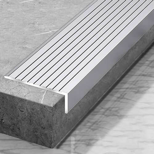 Treppenkantenschutz Aus Aluminium, Rutschfeste Treppenkantenleiste, L-förmiger Stufenkantenschutz Für Wohnbereiche, Krankenhäuser, Schulen Und Unternehmen(Gray) von LUNAIZHUO