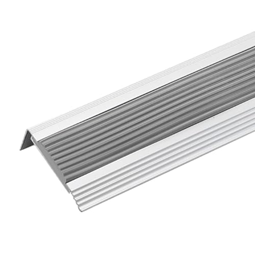 Treppenkantenschutz aus Gummi, Rutschfeste L-förmiger Kantenschutz aus Aluminiumlegierung, Geeignet für Zuhause, Büro, Schule, Hotel, Einkaufszentrum(Gray,6cm/2.4in) von LUNAIZHUO