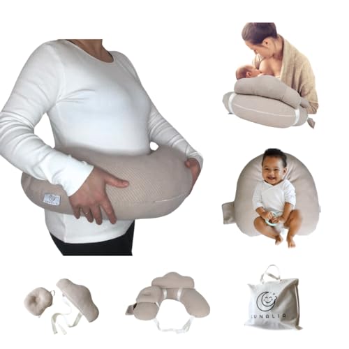 LUNALIA Stillkissen klein, ergonomisch, waschbar, Verstellbarer Hüftgurt für Stabilität, Kissen + Rückenlehne für das Baby, Tragetasche, ideal für unterwegs und auf Reisen von LUNALIA