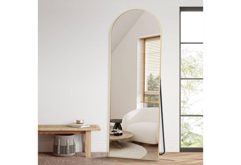 LUNAMIRROR Ganzkörperspiegel Gewölbter Spiegel aus Nano-Glas mit Splitterschutz, mit vollem Überblick und elegantem Design, 147×44cm, golden von LUNAMIRROR