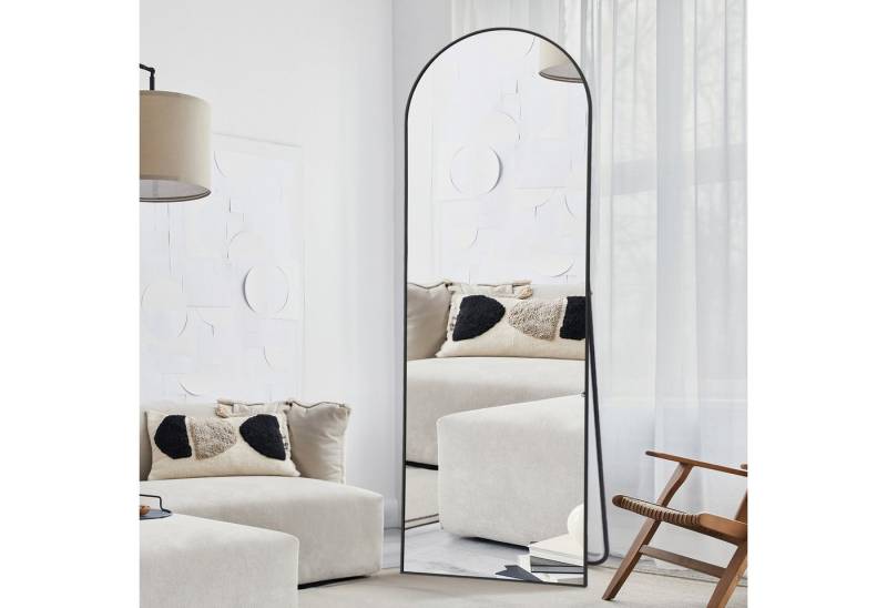 LUNAMIRROR Ganzkörperspiegel Gewölbter Spiegel aus Nano-Glas mit Splitterschutz, mit vollem Überblick und elegantem Design, 147×44cm, schwarz von LUNAMIRROR