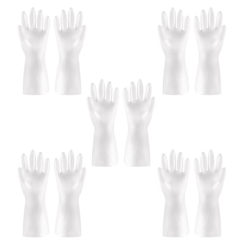 Putzhandschuhe 5 Paare Haushaltshandschuhe Verdickt Mit Guter Elastizität Gummihandschuhe Texturdesign Auf Der Handfläche für Einfachen Halt(Weiß,M) von LUNCHS