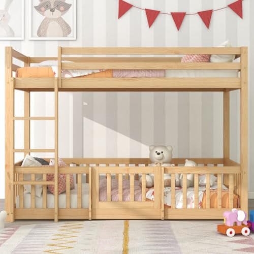LUNEX HOME Etagenbett für Kinder aus Holz mit Leiter und Schubladen, Etagenbett Twin auf Full von LUNEX HOME