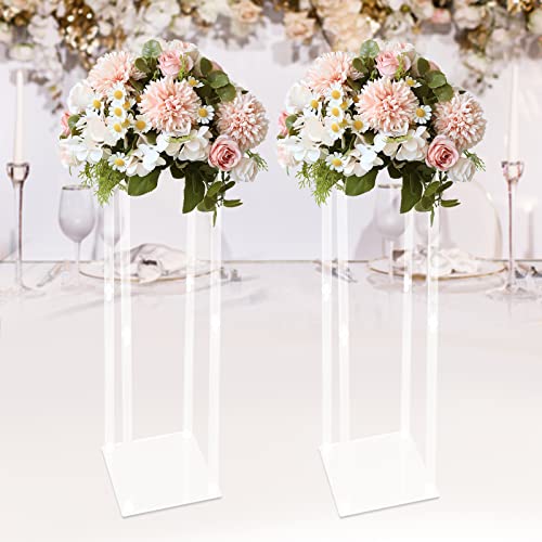 LUNICASHA 2 Stück Klare Säulen Blumenständer Rechteckige Blumen Display Rack Geometrische Display Steht 100CM Hohe Acryl Vasen für Zuhause Party Hochzeit Wohnkultur von LUNICASHA