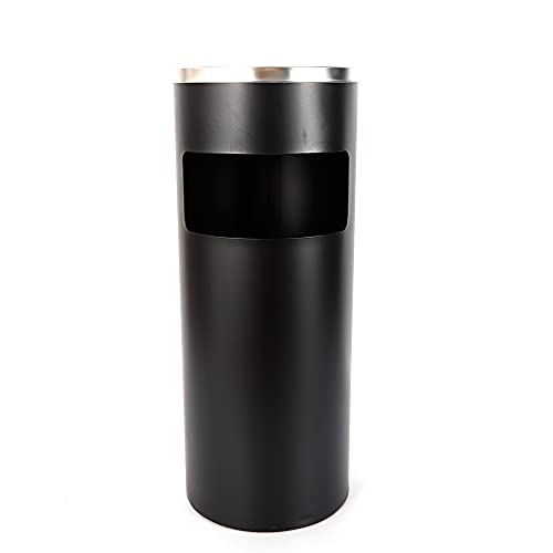 LUNICASHA 30L Standaschenbecher, Aschenbecher Abfalleimer mit Inneneimer, Mülleimer Eimer Standascher Edelstahl, Standaschenbecher für Innen und Draußen, Schwarz von LUNICASHA