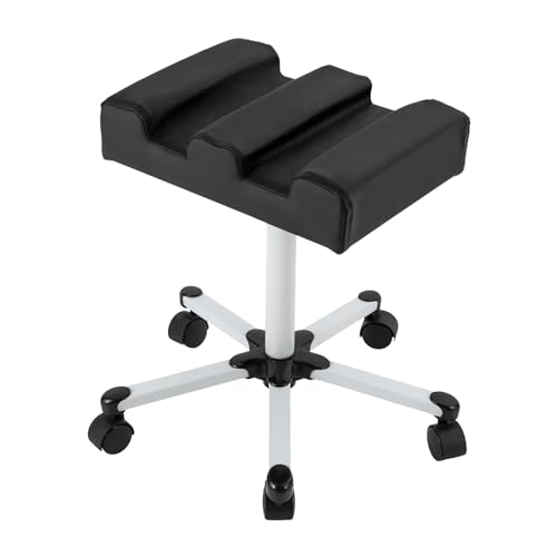 LUNICASHA Maniküre Fußstütze Höhenverstellbarer, Nageltisch Hocker mit 360° Schwenkrollen & Antibakterieller PVC-Oberfläche, Professionelle Beinstütze für Schönheitssalons, SPA und Privathaushalte von LUNICASHA